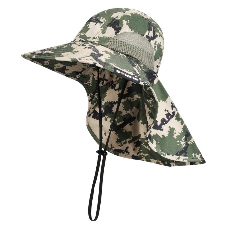 Solaris Sun Hat with Neck Flap, UPF 50 Sun Protection Lightweight Sun Cap for Men Women, Wide Brim Hat for Fishing Hiking Beach Safari, Digign Green - Image 1